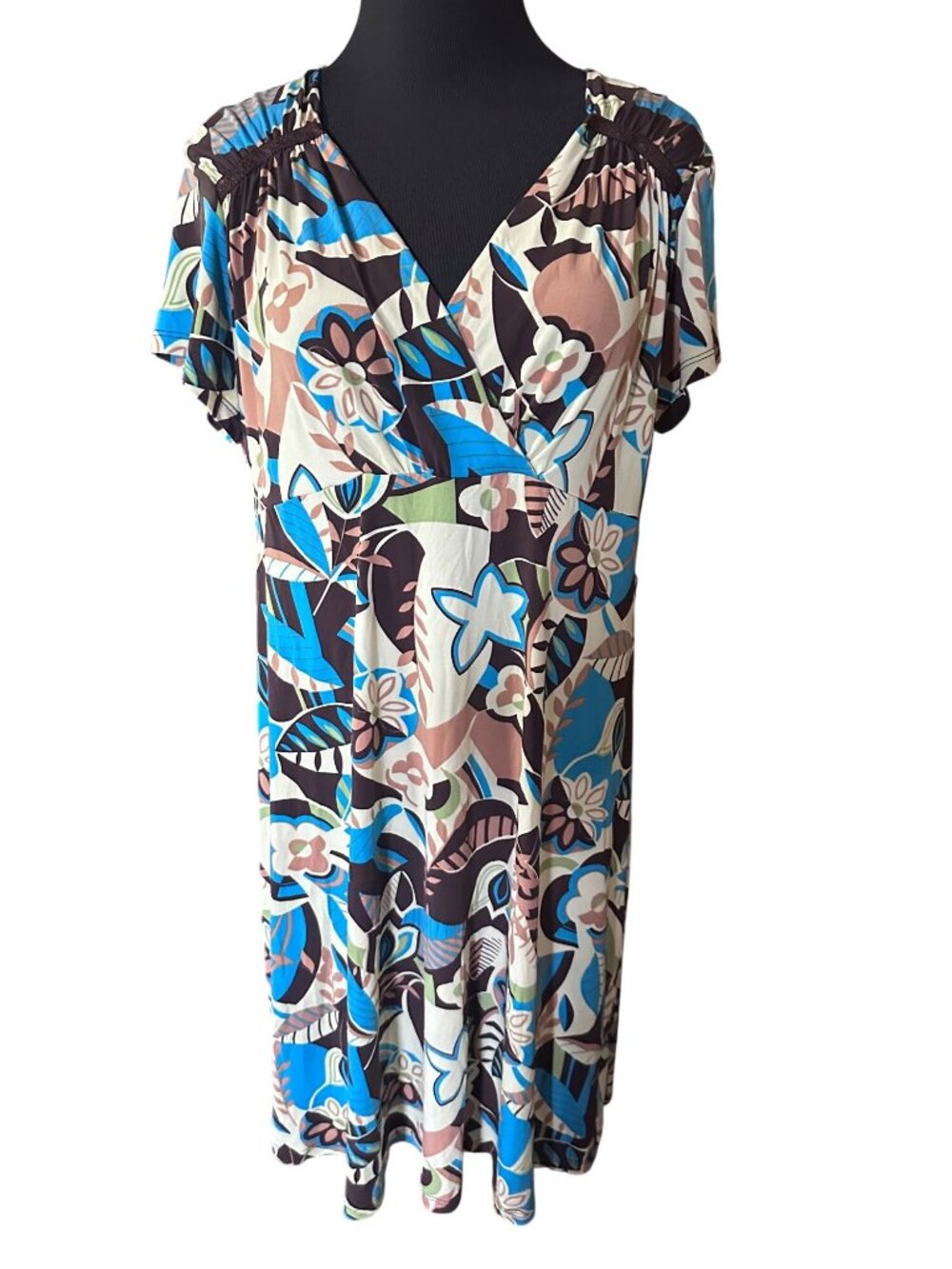 Apt. 9 brown blue cream and green floral dress size XL